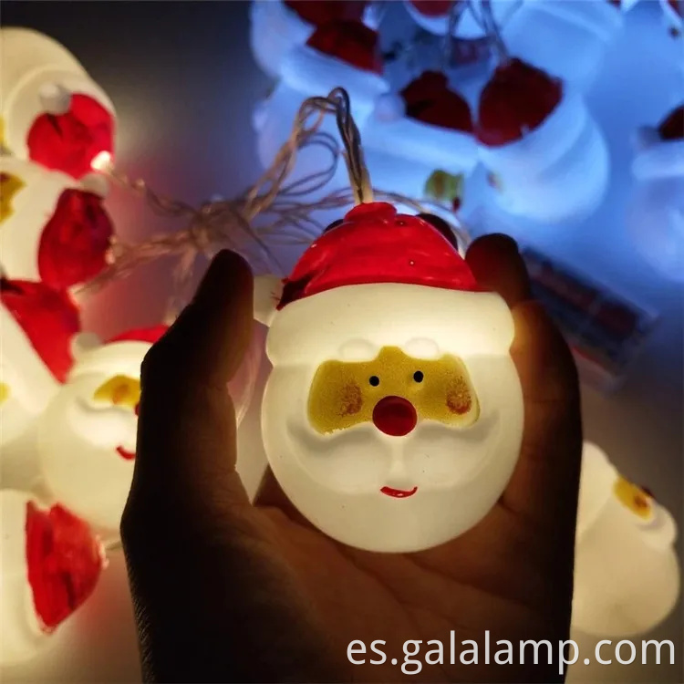 Coloridas luces de cuerda LED festivas con Santa Claus y Snowman